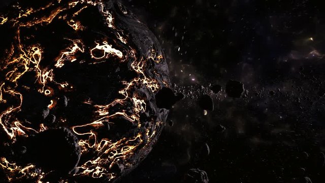 Volcanic planet Earth in the cloud of asteroids