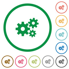 Gears outlined flat icons