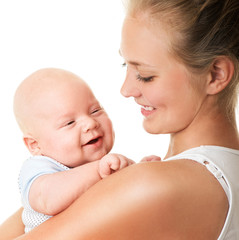 Mother and baby. Happy family. Mom's love and tenderness.