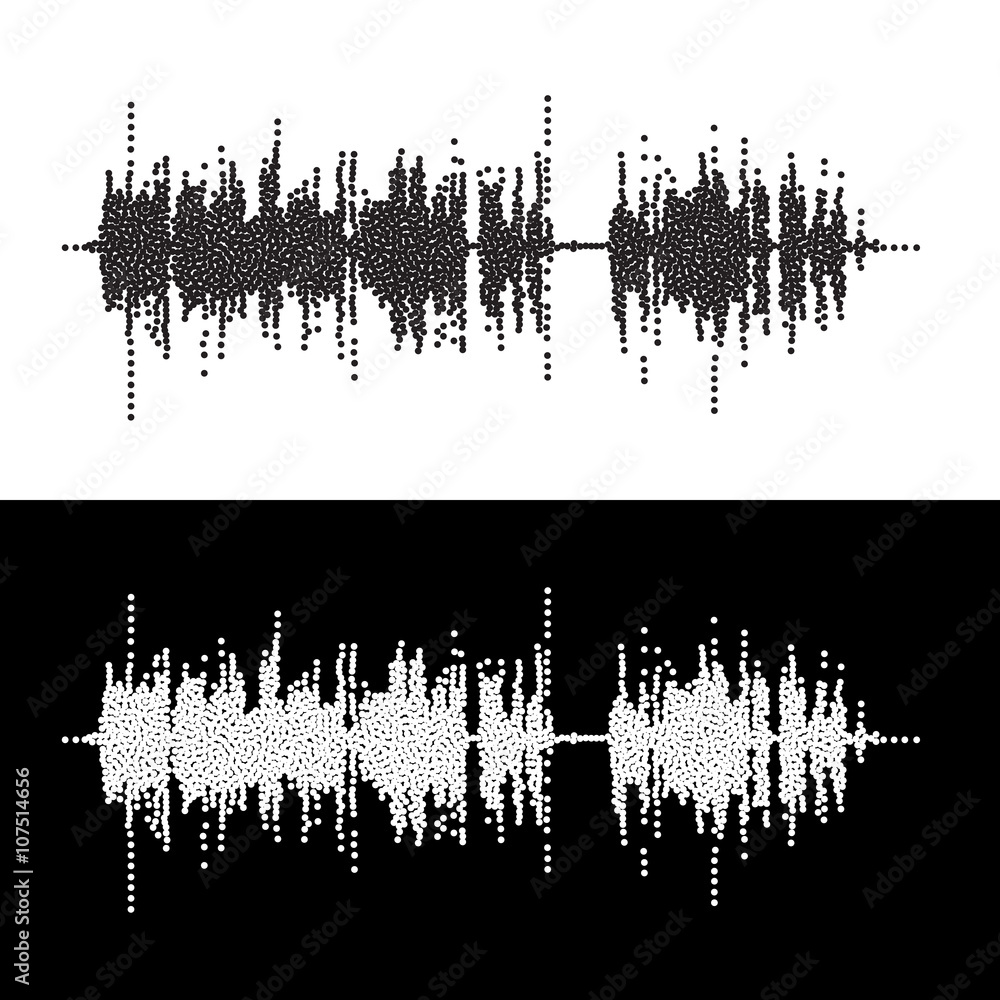 Poster halftone dot square vector elementsvector sound waves music round waveform background