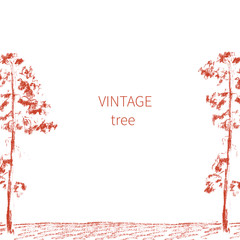 Sketch tree, hand drawn vector illustration, Decorative frame for your design