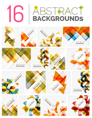 Collection of modern abstract square, triangle and line design backgrounds