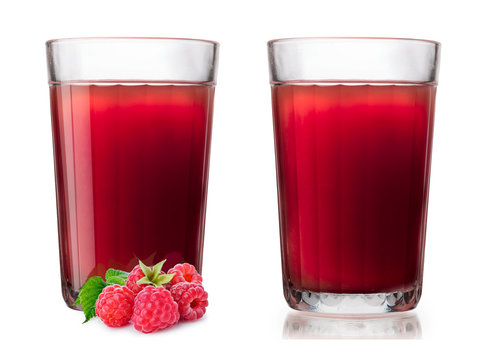 Glasses with raspberry smoothie