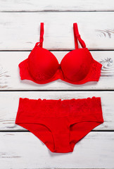 Red lingerie set.