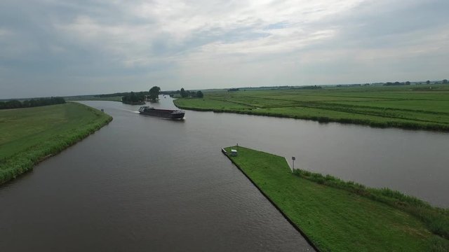 Dutch canal with ship