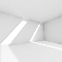 Abstract empty 3d white interior with windows
