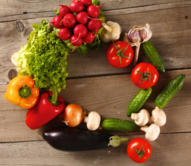 Vegetables . Fresh Bio Vegetable in a Basket. Over Nature Background