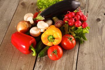 Vegetables . Fresh Bio Vegetable in a Basket. Over Nature Background