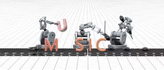 Foto auf Leinwand De muziekindustrie - concept van robots die muziek maken © emieldelange