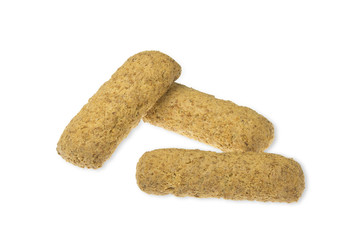 Three cookies with bran isolated on white background