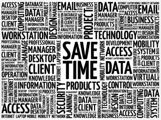 Save Time word cloud concept