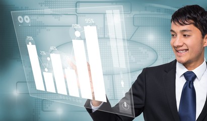 Composite image of smiling businessman touching