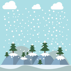 Vector banners with winter panoramic landscapes