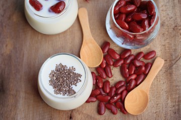 yogurt red bean with milk