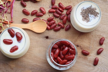 yogurt red bean with milk