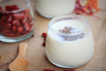yogurt red bean with milk