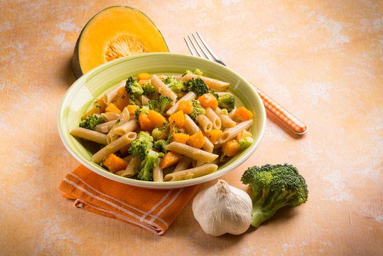 pasta with broccoli and pumpkin