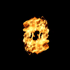 Plakat Fire flames collection isolated on black background