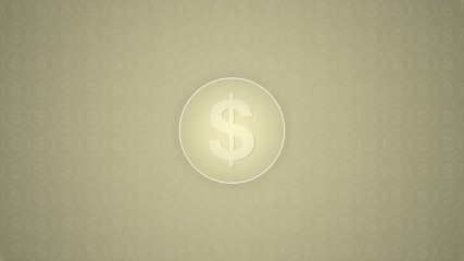 Money sign inside a circle trasitions in from a low poly circular wipe, placed on a textured background