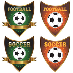 Naklejka premium Label football (soccer). Banner football (soccer). Logo football