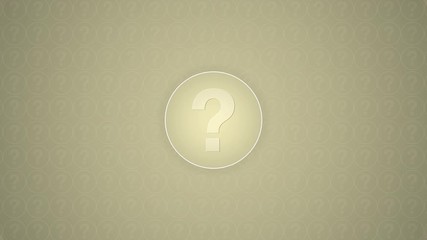Question mark inside a circle trasitions in from a low poly circular wipe, placed on a textured background