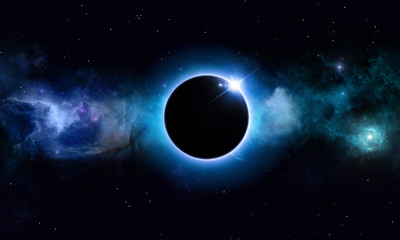 Deep Space Solar Eclipse - obrazy, fototapety, plakaty