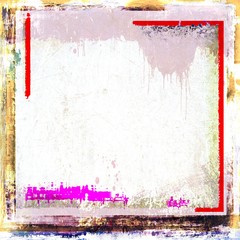 Grunge frame borders background. White, red and pink.