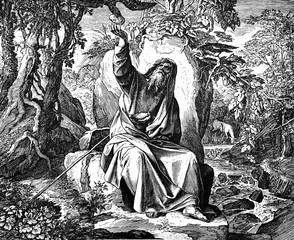Elijah Fed by Ravens 1) Sacred-biblical history of the old and New Testament. two Hundred and forty images Ed. 3. St. Petersburg, 2) 1873. 3) Russia 4) Julius Schnorr von Carolsfeld