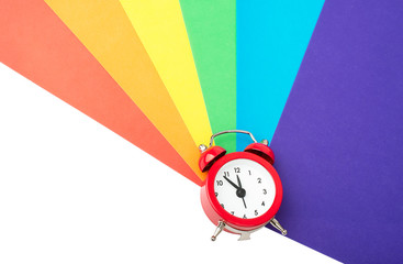 Alarm clock with colorful paper