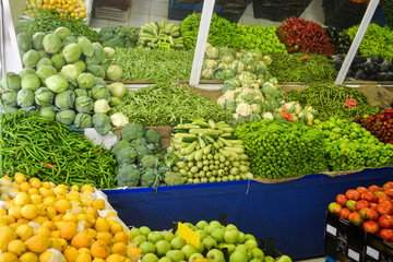 Turkish vegetable  market with a large selection of products