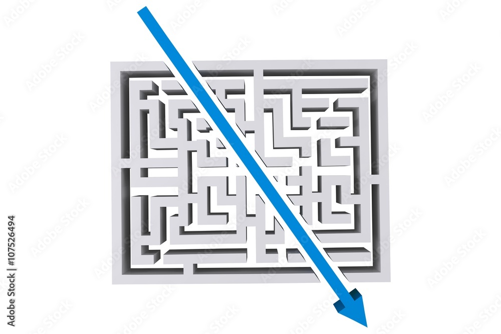 Poster composite image of arrow through maze