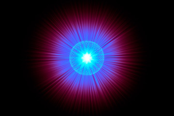 Nucleus of Atom Nuclear explode ray radiation light science abstract blur background.