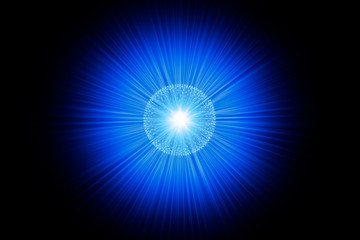 Nucleus of Atom Nuclear explode ray radiation light science abstract blur background.