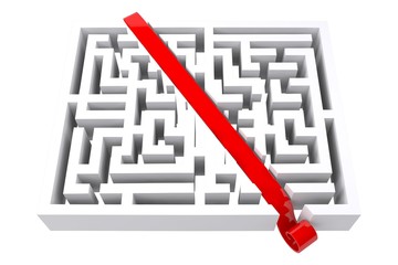 Composite image of line through maze