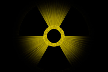 Nucleus of Atom Nuclear explode ray radiation light science abstract blur background.