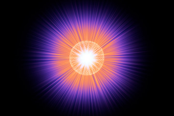 Nucleus of Atom Nuclear explode ray radiation light science abstract blur background.