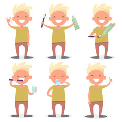 Boy brushing his teeth. Vector illustration