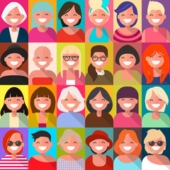 Set avatars girls. Vector illustration