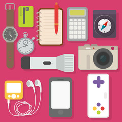 Things replaced by cell phone. Vector illustration of a flat desing