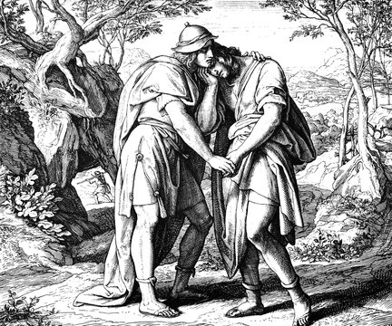 Pact Between David & Jonathan 1) Sacred-biblical history of the old and New Testament. two Hundred and forty images Ed. 3. St. Petersburg, 2) 1873. 3) Russia 4) Julius Schnorr von Carolsfeld