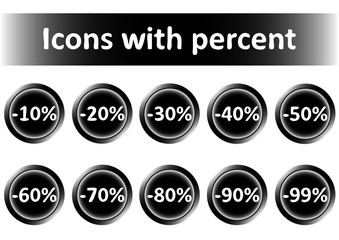 Clipart black icons with percent