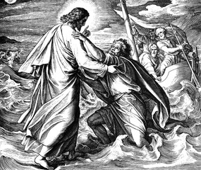 Jesus Walks on Water 1) Sacred-biblical history of the old and New Testament. two Hundred and forty images Ed. 3. St. Petersburg, 2) 1873. 3) Russia 4) Julius Schnorr von Carolsfeld