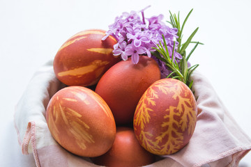 painted Easter eggs with lilac