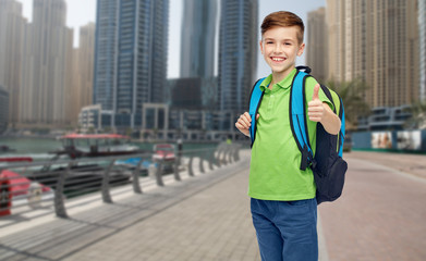 happy student boy with school bag