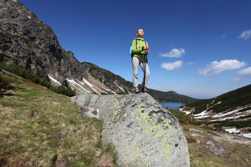HIking in the high mountain.