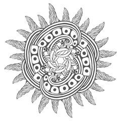 Magic zentangle art for coloring book pages. Mandala for tattoo design. Vector illustration
