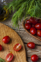 fresh, juicy and delicious tomatoes on a chopping board