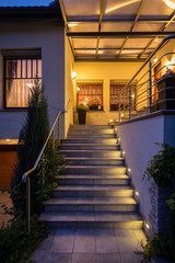Outside steps with lighting