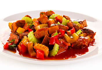 Roasted meat and vegetables 