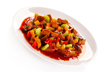 Roasted meat and vegetables 